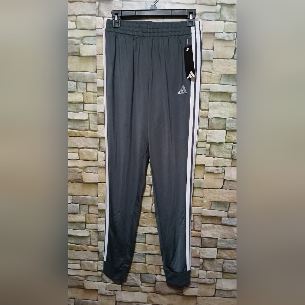 Adidas Boys Youth XL 18/20 Athletic Pants New Gray White Stripe Sporty